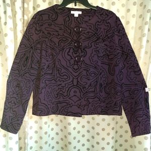 DRESSBARN Purple & Black Long Sleeve Button Jacket M